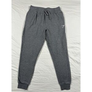 Gymshark Crest Joggers Men's Medium Light Gray Tapered Fit Sweatpants